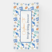 Gepersonaliseerd balkbedreigd Baby shower Spandoek (Verticaal)