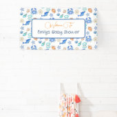 Gepersonaliseerd balkbedreigd Baby shower Spandoek (Insitu)
