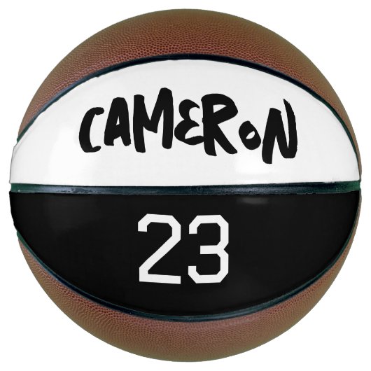 Gepersonaliseerd Ball Player Number Black White Basketbal (Voorkant)