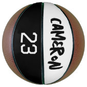 Gepersonaliseerd Ball Player Number Black White Basketbal (Verticaal)