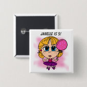 Gepersonaliseerd Ballerina Birthday Button (Voorkant /achterkant)