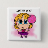 Gepersonaliseerd Ballerina Birthday Button (Voorkant)