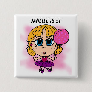Gepersonaliseerd Ballerina Birthday Button