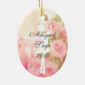 Gepersonaliseerd Ballerina op Roze ballet Keramisch Ornament (Achterkant)