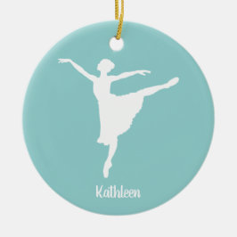 Gepersonaliseerd Ballerina Silhouette Keramisch Ornament