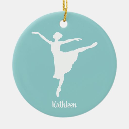 Gepersonaliseerd Ballerina Silhouette Keramisch Ornament (Voorkant)