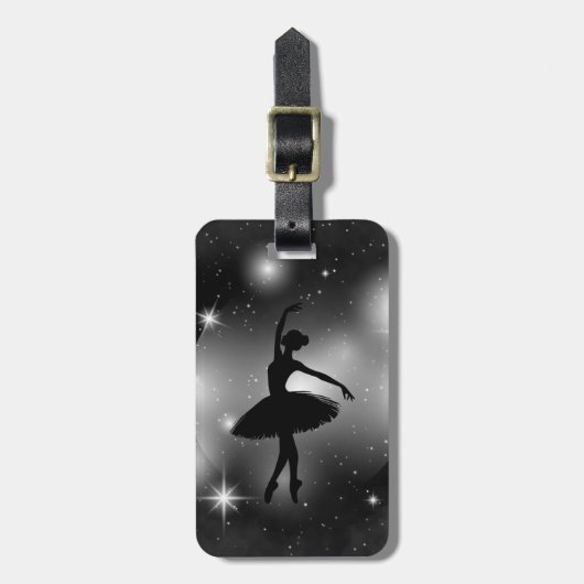 Gepersonaliseerd balletsilhouet bagagelabel (Voorkant verticaal)