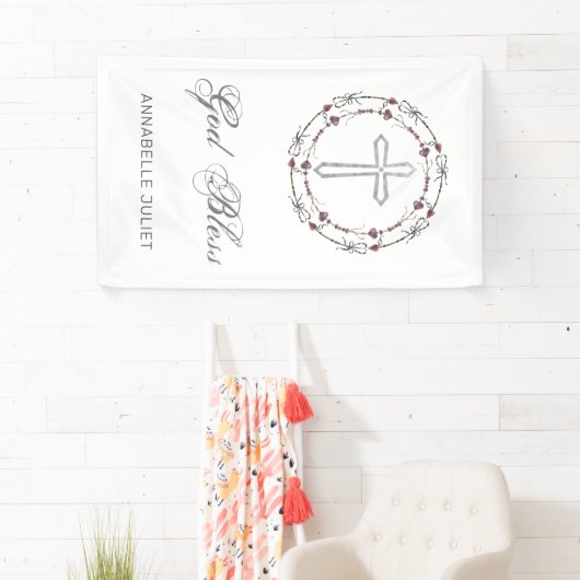 Gepersonaliseerd baptisme God Bless Christelijk Cr Spandoek (Insitu)