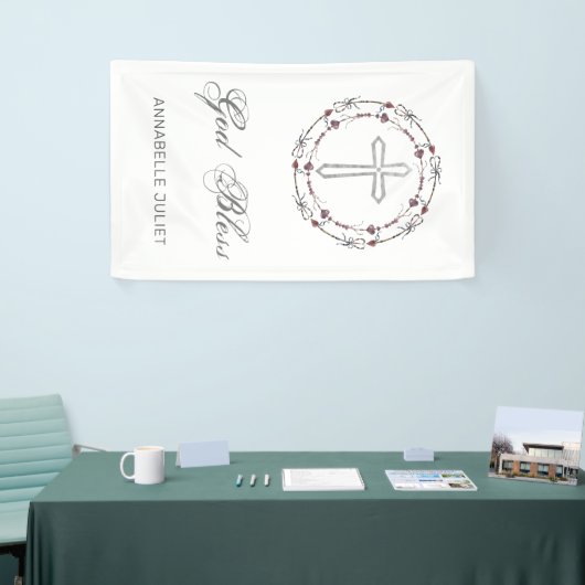 Gepersonaliseerd baptisme God Bless Christelijk Cr Spandoek (Beurs)