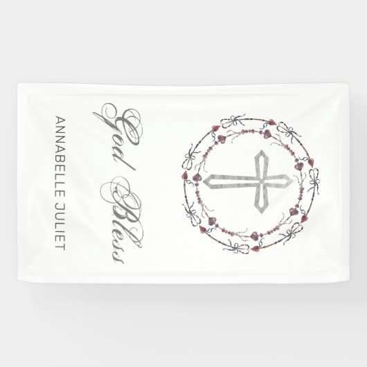 Gepersonaliseerd baptisme God Bless Christelijk Cr Spandoek (Horizontaal)