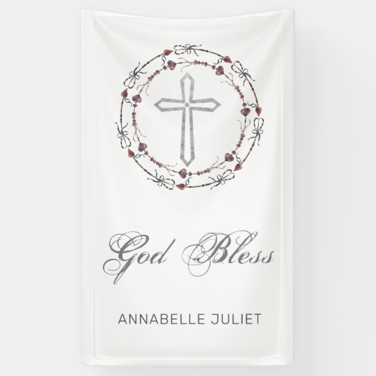 Gepersonaliseerd baptisme God Bless Christelijk Cr Spandoek (Verticaal)