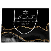 Gepersonaliseerd Bar Mitzvah Mazel Tov Zwart Goud Groot Cadeauzakje (Voorkant)