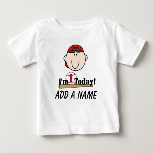 Gepersonaliseerd Baseball 1st Birthday T-shirt (Voorkant)
