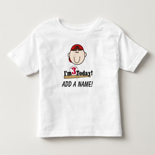 Gepersonaliseerd Baseball 3rd Birthday T-shirt (Voorkant)