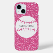 Gepersonaliseerd Baseball Softball Patroon op roze Case-Mate iPhone Case (Achterkant)