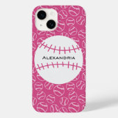 Gepersonaliseerd Baseball Softball Patroon op roze Case-Mate iPhone Case (Achterkant)