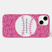 Gepersonaliseerd Baseball Softball Patroon op roze Case-Mate iPhone Case (Achterkant (horizontaal))
