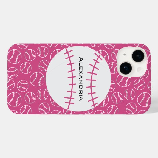 Gepersonaliseerd Baseball Softball Patroon op roze Case-Mate iPhone Case (Achterkant (horizontaal))