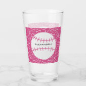Gepersonaliseerd Baseball Softball Patroon op roze Glas (Achterkant)