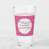 Gepersonaliseerd Baseball Softball Patroon op roze Glas (Voorkant)