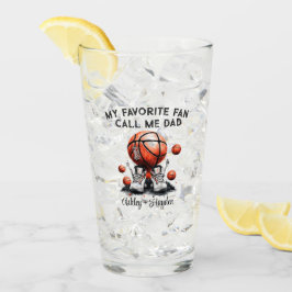 Gepersonaliseerd basketbal met kinder naam vaders glas