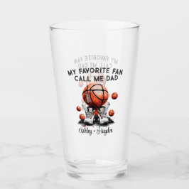 Gepersonaliseerd basketbal met kinder naam vaders  glas