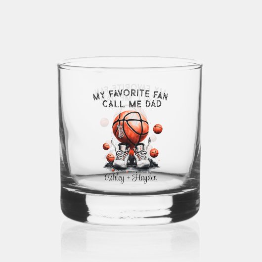 Gepersonaliseerd basketbal met kinder naam vaders  whisky glas (Achterkant)