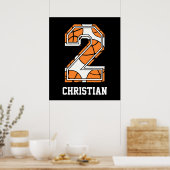 Gepersonaliseerd basketbal nummer 2 poster (Keuken)