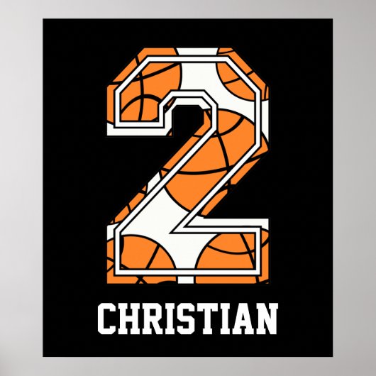 Gepersonaliseerd basketbal nummer 2 poster (Voorkant)