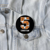 Gepersonaliseerd Basketbal Nummer 5 Ronde Button 7,6 Cm (In situ)