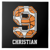 Gepersonaliseerd basketbal nummer 9 tegeltje (Voorkant)