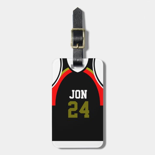 Gepersonaliseerd Basketbalshirt Bagage Label (Voorkant verticaal)