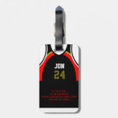 Gepersonaliseerd Basketbalshirt Bagage Label (Achterkant verticaal)