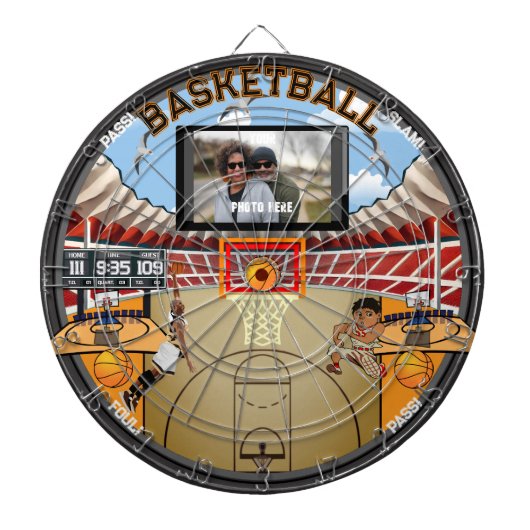 Gepersonaliseerd basketbalstadion huis dartbord (Voorkant)