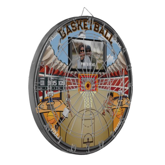 Gepersonaliseerd basketbalstadion huis dartbord (Voorkant Links)