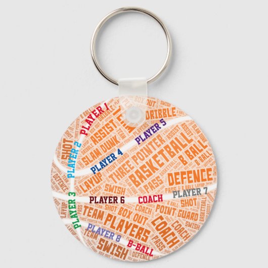 Gepersonaliseerd basketbalteam Coach Gift Sleutelh Sleutelhanger (Voorkant)