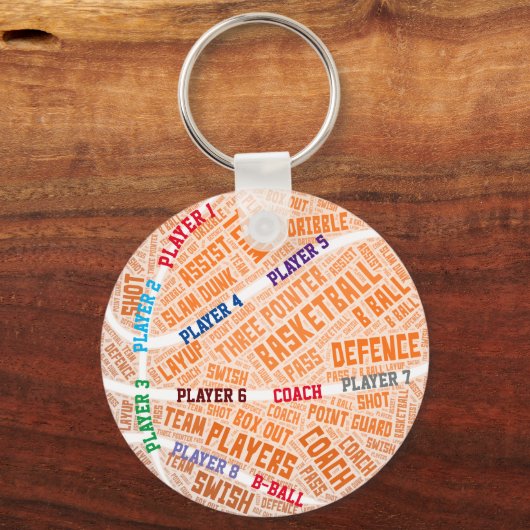 Gepersonaliseerd basketbalteam Coach Gift Sleutelh Sleutelhanger (Voorkant)