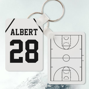 Gepersonaliseerd basketbalveld met spelersnaam sleutelhanger