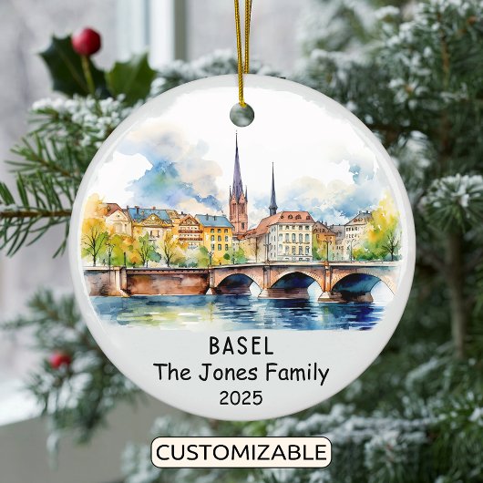 Gepersonaliseerd Bazel Ornament, Zwitserland Keramisch Ornament
