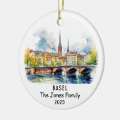 Gepersonaliseerd Bazel Ornament, Zwitserland Keramisch Ornament (Links)