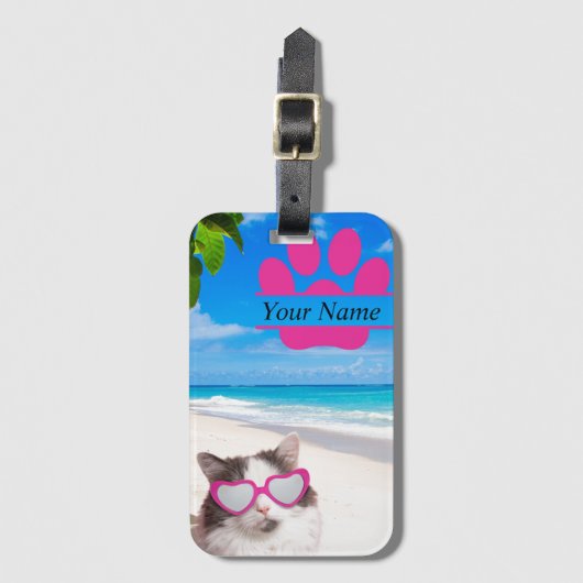 Gepersonaliseerd Beach Cat Bagagelabel (Voorkant (verticaal))