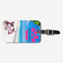 Gepersonaliseerd Beach Cat Bagagelabel