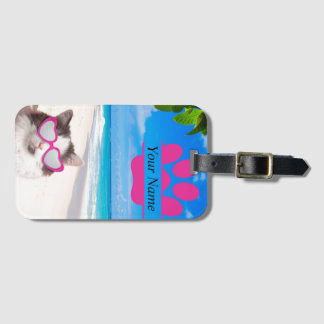 Gepersonaliseerd Beach Cat Bagagelabel