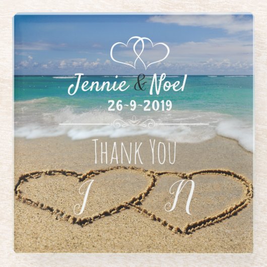 Gepersonaliseerd Beach-Onderzetter met glans Glazen Onderzetter (Voorkant)