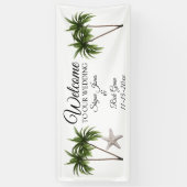 Gepersonaliseerd Beach Palm Trees Wedding Sign Spandoek (Verticaal)