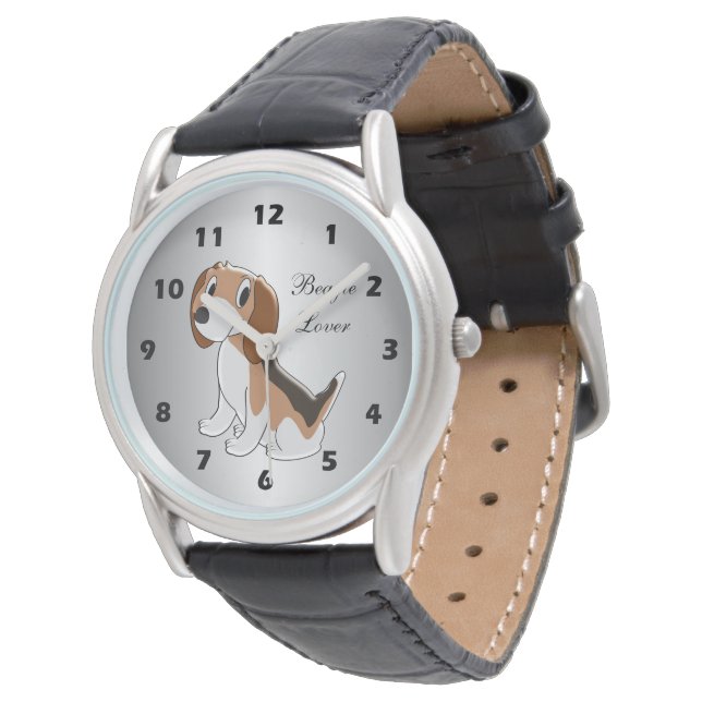 Gepersonaliseerd Beagle Dog Design Horloge (Gekanteld)