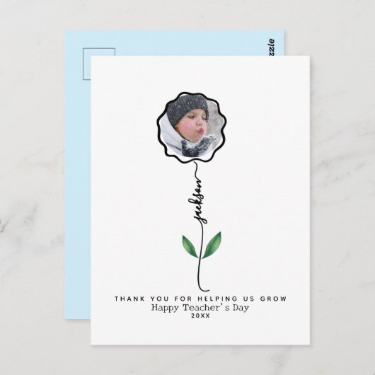 Gepersonaliseerd Bedankt docent Fotocadeau van kin Briefkaart (Voorkant / Achterkant)