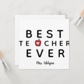 Gepersonaliseerd bedankt leraar kaart (Voorkant / Achterkant in situ)