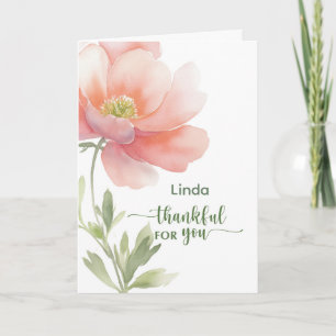 Gepersonaliseerd Bedankt voor Jou Aquarel Bloem Kaart