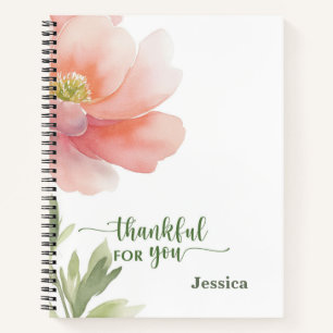 Gepersonaliseerd Bedankt voor Jou Aquarel Bloem Notitieboek